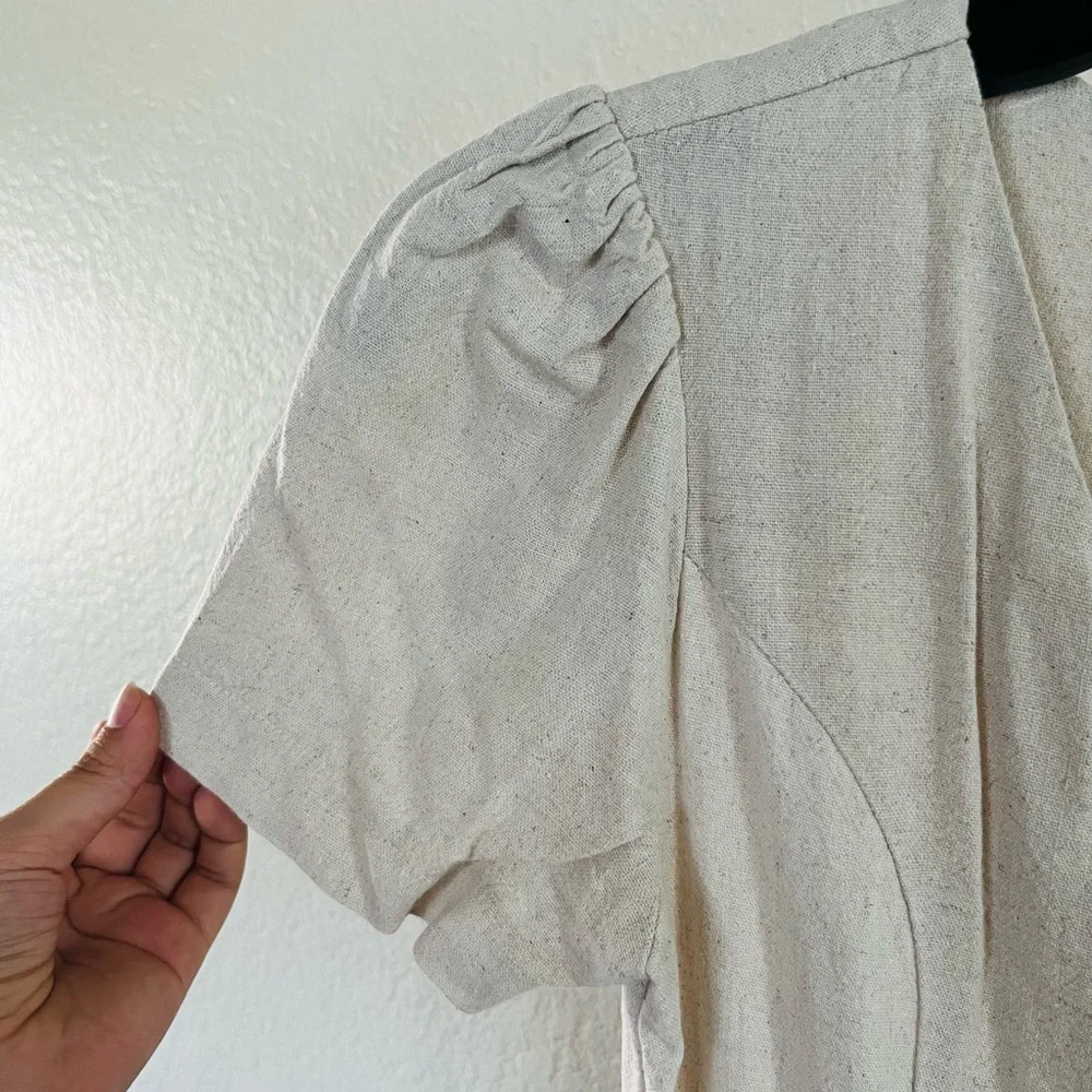 Monteau Cream Button-Front Midi Dress - Picture 4 of 10